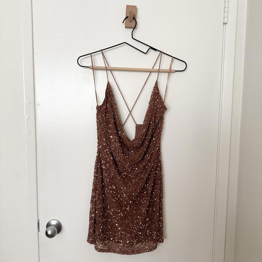 Retrofête Mich Mini Dress in Bronze - Picture 4 of 8